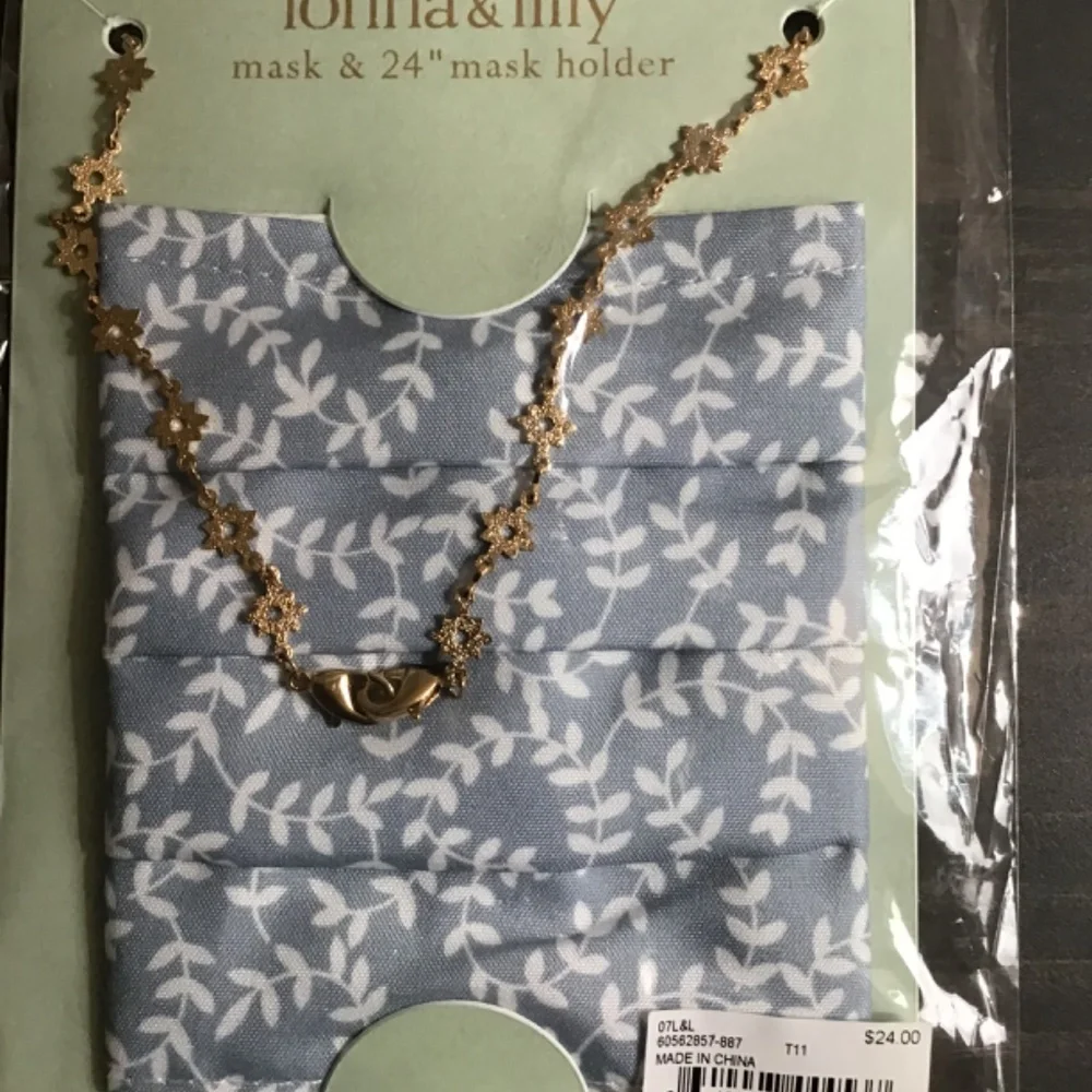 LONNA & LILLY Blue Vine Print Mask with Lanyard Set